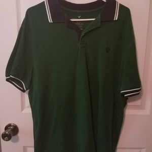 Green and White Mens American Eagle Polo